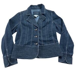 Vintage Live a Little Jacket Women's Medium Blue Denim Long Sleeve